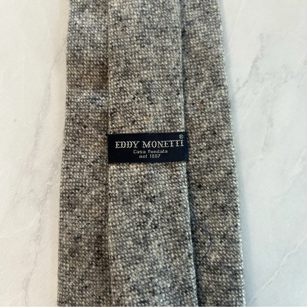 Gray Textured Cashmere Tie with Salt-and-Pepper Effect